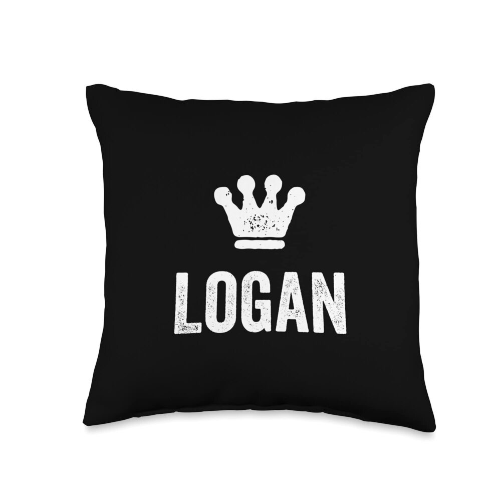 6850 Logan the King / Crown & Name Design Called Logan Throw Pillow